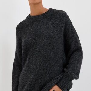 Jenni Kayne Alpaca Coccon crewneck Charcoal Sweater XS